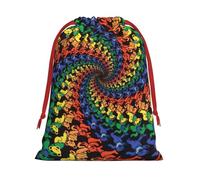 Sac à cordon réutilisable avec imprimé tie dye - Motif ours dansant - Décoration de fête - Pochette de rangement quotidienne