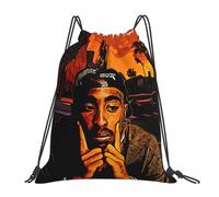 Sac à cordon Tupac 2pac Sac à dos de voyage Sac de rangement pour etudiant Sac d'ecole Noir