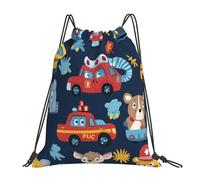 Sac À Cordon Voiture De Police Animale Éléphant Mignon Sac À Dos Unisexe Pochette École pour Toilette Fête Cosmétiques