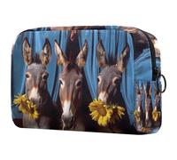 Sac À Cosmétiques Animaux Mignons avec des Tournesols Trousse De Toilette De Voyage Trousse De Maquillage pour Femmes