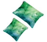 Sac à cosmétiques de poche aquarelle vert forêt tons terre sac de maquillage étanche sans fermeture à glissière fermeture automatique mini rangement de voyage portable pour écouteurs et, Multicolore