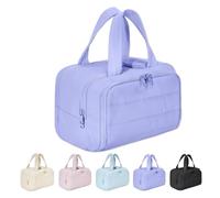 Sac À Cosmétiques De Voyage Cureaway, Sac À Cosmétiques De Voyage À Grande Capacité Et À Large Ouverture, Trousse De Toilette De Voyage avec Poignée (Violet)