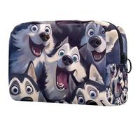 Sac À Cosmétiques Impression Chien Husky Trousse De Toilette De Voyage Trousse De Maquillage pour Femmes