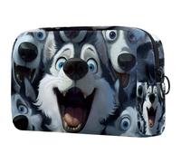 Sac À Cosmétiques Impression Chien Husky Trousse De Toilette De Voyage Trousse De Maquillage pour Femmes