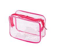 Sac à cosmétiques multifonction pour femme avec fermeture éclair et trousse de toilette transparente - M - Rose