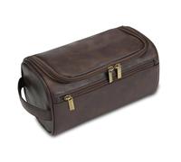 Sac à Cosmétiques Solid-Color Zipped Wash Bags Soft PU Leather Toiletry Bag Portable Waterproof Travel Makeup Bags Travel Storage pour Femme(Tawny)
