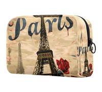 Sac À Cosmétiques Tour Eiffel Paris Roses Rouges Trousse De Toilette De Voyage Trousse De Maquillage pour Femmes