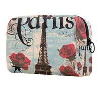 Sac À Cosmétiques Tour Eiffel Paris Roses Rouges Trousse De Toilette De Voyage Trousse De Maquillage pour Femmes