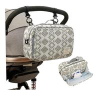 Sac à couches de poussette 11x4x7.5 Sac à couches multi-poche avec fourre-tout et bandoulière fermeture fermeture éclair polyester imperméable pour les nouveaux parents, motif rectangulaire, pousse