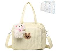 Sac à couches, sac à bandoulière pour couches, grand panier de rangement pour la maternelle, sac portable pour maman, fabriqué en tissu de coton, ce sac à langer est, beige, Voir description