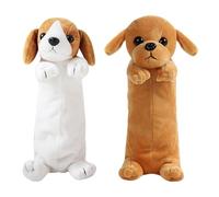 Sac À Crayon À Chiens De 2 Pièces, Sac De Rangement D'Animaux Mignons En Dessin Animé, Sac De Papeterie Multifonction, Sac À Crayon En Peluche Créatif, Boîte De Papeterie Cadeau Pour Enfants