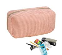 Sac à Crayons - 20,66 x 10,9 x 6,9 cm - Grand étui à Crayons en Corduroy - Grand étui à Crayons avec Fermeture éclair - pour collège, Adolescents, étudiants, Adultes et élémentaires, Rose
