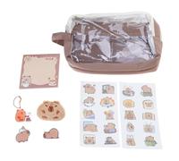 Sac à crayons animal de dessin animé Belle housse grande capacité Sac à crayons Accessoires de bureau scolaire Sac avec stylos Dessin animé Capybara Grande capacité, Lot de 6 pièces