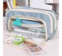 Sac À Crayons De Grande Capacité,Étuis Scolaires Esthétiques Pour Filles,Porte-Papeterie Coréen,Étui À Stylos Pour Enfants,Fournitures Scolaires Pour Étudiants.Blue