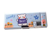 Sac à Crayons Dessin animé Mignon étui à Stylo en Plastique Multifonctionnel Double Face Grande capacité Porte-stylo Fournitures Scolaires pour les Enfants (Ours) School Supplies School Supplies