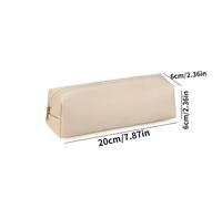 Sac À Crayons En Cuir Pu De Grande Capacité,Porte-Papeterie Coréenne,Boîte De Rangement,Pochette À Crayons À Fermeture Éclair,Fournitures Scolaires Pour Étudiants.Beige.