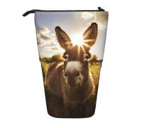 Sac à crayons télescopique avec imprimé âne mignon, Noir , Taille unique