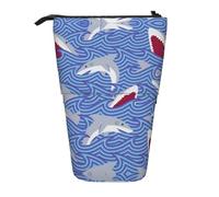 Sac à crayons télescopique avec imprimé poisson de recherche de nourriture/sac de maquillage/étui de rangement, Noir , Taille unique