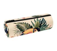 Sac À Crayons Toucan Tropical avec Feuilles Et Fleurs Trousse À Crayons Trousse De Papeterie Trousse À Stylos Trousse À Cosmétiques Trousse De Maquillage