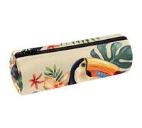 Sac À Crayons Toucan Tropical avec Feuilles Et Fleurs Trousse À Crayons Trousse De Papeterie Trousse À Stylos Trousse À Cosmétiques Trousse De Maquillage
