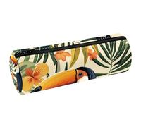 Sac À Crayons Toucan Tropical avec Feuilles Et Fleurs Trousse À Crayons Trousse De Papeterie Trousse À Stylos Trousse À Cosmétiques Trousse De Maquillage