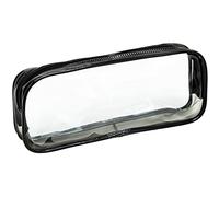 Sac à Crayons Transparent, étui à Crayons d'examen Clair, étanche PVC à Fermeture éclair Comestic Pochette de Rangement, Sac de Voyage Bagage Maquillage Cosmétique Sac A3TMBD,Noir,Trousse de Toilette