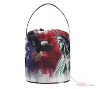 Sac à crochet avec trous pour porte-aiguille Motif drapeau des présidents des États-Unis et Lady Liberty