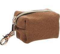 Sac à crottes chien - Sueda Brun - cuir - fermeture éclair + mousqueton - 8x5x5 cm - 1 rouleau 20 sacs gratuit