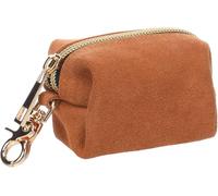 Sac à crottes chien - Sueda Caramel - cuir - fermeture éclair + mousqueton - 8x5x5 cm - 1 rouleau 20 sacs gratuit