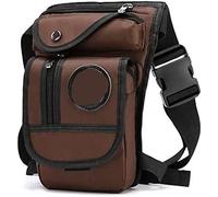 Sac à Cuisses pour l'extérieur, Sac Banane en Toile/Nylon for Homme, Sacoche Banane for Cuisse, Hanche, Moto, Sacoche à bandoulière(Brown)
