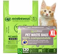 Sac à déchets 100% compostable (120 sacs) à base de plantes pour déjections canines, sacs à couches avec poignées, sacs à couches certifiés US BPI ASTM D6400 et OK Compost Home (120 carats)