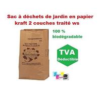 Sac à déchets de jardin en papier kraft 60 LITRES Pour dechets organique - compatible compostage - lot de 3 piéces Papier kraft