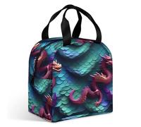 Sac à déjeuner 3D en écailles de dragon magique pour adulte, sac fourre-tout isotherme étanche avec fermeture éclair et plusieurs poches, grande capacité pour bureau, travail, pique-nique
