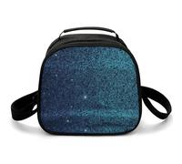 Sac à déjeuner à bandoulière à paillettes bleu sarcelle, petit sac fourre-tout isotherme avec bandoulière réglable, boîte à déjeuner réutilisable pour le travail, le pique-nique, les voyages