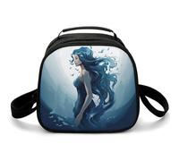 Sac à déjeuner à bandoulière bleu sirène, petit sac fourre-tout isotherme avec bandoulière réglable, boîte à déjeuner réutilisable pour le travail, le pique-nique, les voyages