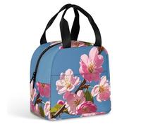 Sac à déjeuner à fleurs roses pour homme et femme, sac fourre-tout isotherme portable avec poignée, étanche, réutilisable, pour le travail, le pique-nique, les voyages
