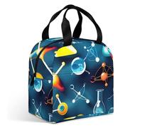 Sac à déjeuner abstrait scientifique chimie pour adulte, sac fourre-tout isotherme étanche avec fermeture éclair et plusieurs poches, grande capacité pour bureau, travail, pique-nique