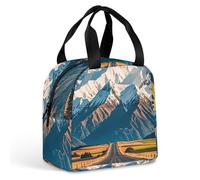 Sac à déjeuner Alpine Snowy Mountain pour homme et femme, sac fourre-tout isotherme portable avec poignée, étanche, réutilisable, pour le travail, le pique-nique, les voyages
