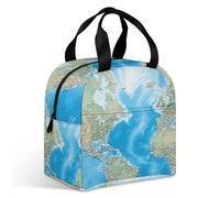 Sac à déjeuner avec carte du monde pour adulte, sac fourre-tout isotherme étanche avec fermeture éclair et plusieurs poches, boîte à déjeuner de grande capacité pour bureau, travail, pique-nique