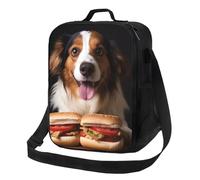 Sac à déjeuner avec chien tenant un hot-dog, boîte à déjeuner pour homme et femme, sac à déjeuner isotherme réutilisable, étanche avec bandoulière réglable, joli sac fourre-tout pour adulte