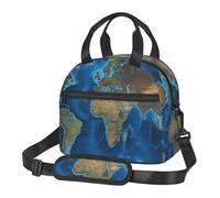Sac à déjeuner avec motif carte du monde pour homme et femme, boîte à déjeuner isotherme pour adulte, réutilisable, sangle réglable, grande capacité, étanche, pour travail, voyage, bureau
