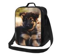 Sac à déjeuner avec motif chiot berger allemand, boîte à déjeuner pour homme et femme, sac à déjeuner isotherme réutilisable, étanche avec bandoulière réglable, joli sac fourre-tout pour adulte