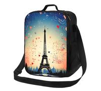 Sac à déjeuner avec motif de paris, boîte à déjeuner pour homme et femme, sac à déjeuner isotherme réutilisable, étanche avec bandoulière réglable, joli sac fourre-tout pour adulte