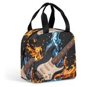 Sac à déjeuner avec motif guitare électrique pour homme et femme, sac fourre-tout isotherme portable avec poignée, étanche, réutilisable, pour le travail, le pique-nique, les voyages