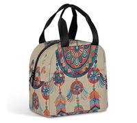 Sac à déjeuner coloré rétro motif attrape-rêves pour homme et femme, sac fourre-tout isotherme portable avec poignée, étanche, réutilisable, pour le travail, le pique-nique, les voyages