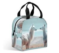 Sac à déjeuner en alpaga sur l'herbe pour adulte, sac fourre-tout isotherme étanche avec fermeture éclair et plusieurs poches, grande capacité pour bureau, travail, pique-nique