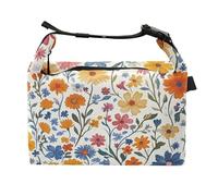 Sac à déjeuner étanche pour enfants avec fleurs d'automne et jonquilles Zinnia Daylily Blanc