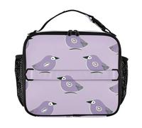 Sac à déjeuner étanche pour femme, boîte à déjeuner pour enfants, bandoulière et porte-bouteille, pour le travail, le bureau, style Oliver Jeffers, motif kiwi jade, oiseau violet lilas