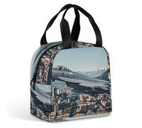 Sac à déjeuner Fighter Jets Fly over Cities pour homme et femme, portable isotherme avec poignée, étanche, réutilisable, pour le travail, le pique-nique, les voyages