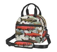 Sac à déjeuner fourre-tout avec imprimé saumon pour homme et femme, sac isotherme pour l'école, le pique-nique, le travail en plein air